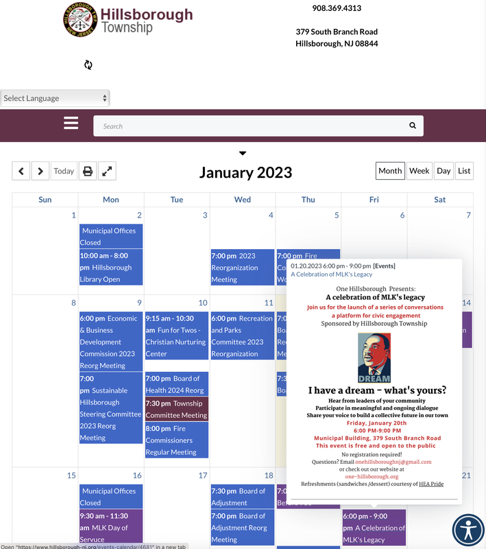 Hillsborough Township Calendar